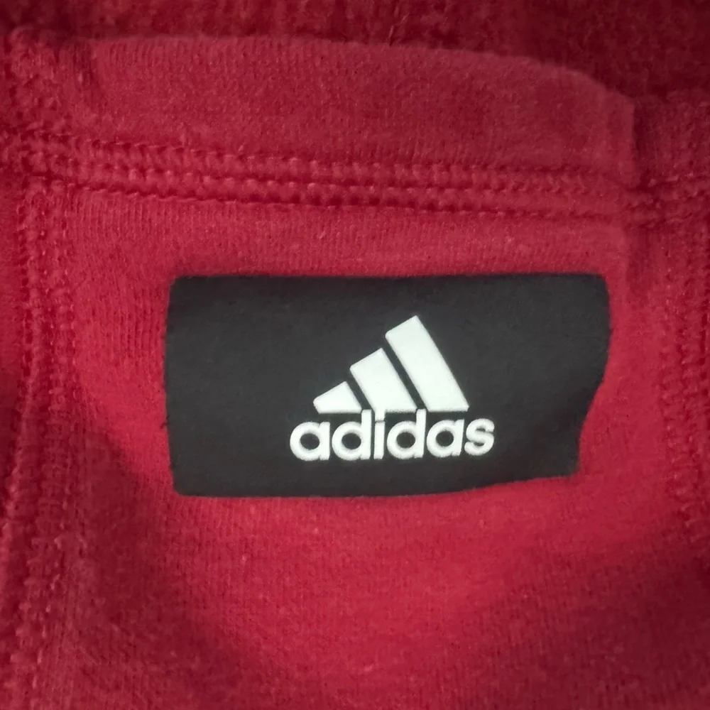 Adidas Pimegreen color block red/black/white fleece hoodie size 10/12